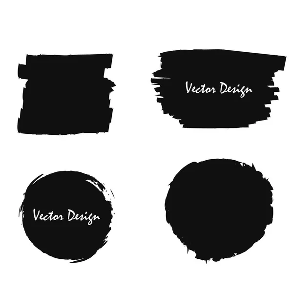 Ensemble de formes noires avec frottis de peinture, cadres pour texte — Image vectorielle