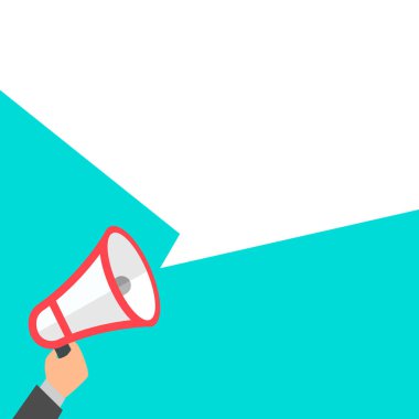 Elinde megafon duyuru, vektör çizim ve şık tasarım