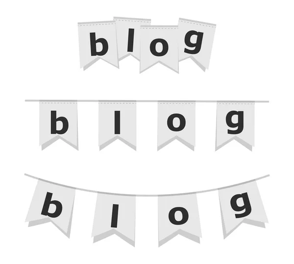 Blogg ord på ett papper flagga med skugga — Stock vektor
