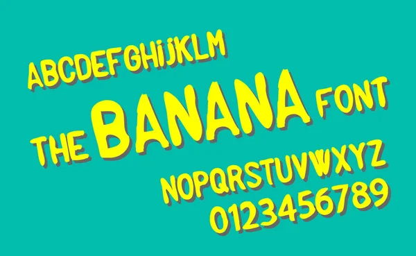 La police banane. alphabet vectoriel design plat — Image vectorielle