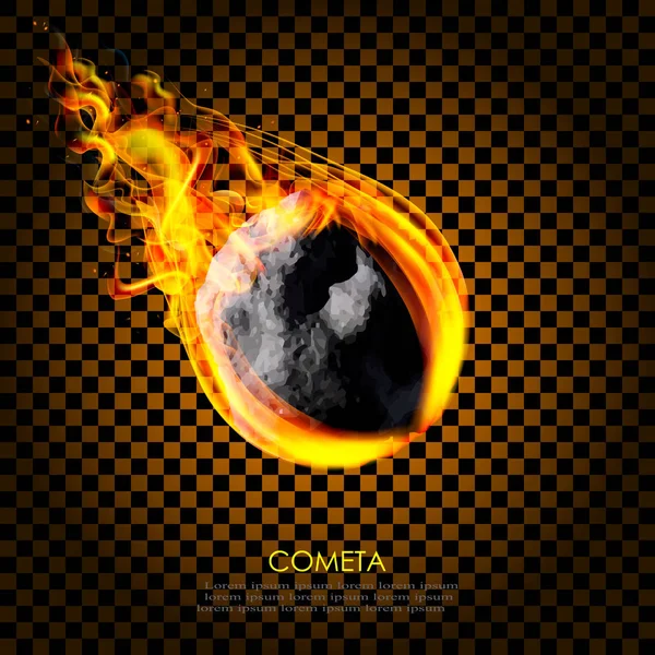 Cometa asteroide volador sobre fondo aislado al fuego. Elementos de este vector suministrados por la NASA — Vector de stock
