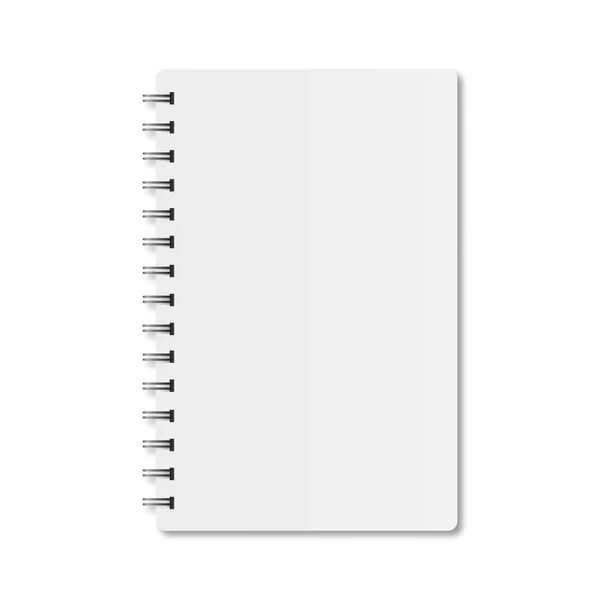 Caderno com espiral e sombra sobre um fundo branco —  Vetores de Stock