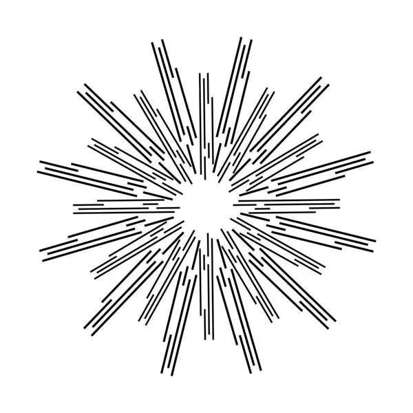 Raios solares, desenho linear sobre um fundo branco — Vetor de Stock