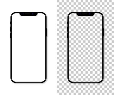 Siyah ince smartphone boş beyaz ekran ile yeni sürümü. Re