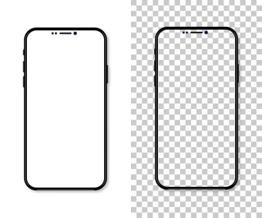 Siyah ince smartphone boş beyaz ekran ile yeni sürümü. Re
