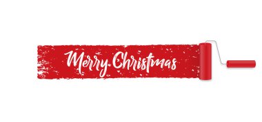 Merry Christmas doku kırmızı boya, beyaz bir arka plan afiş