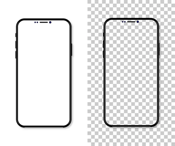 Ny version av svart tunn smartphone med Tom vit skärm. Re — Stock vektor