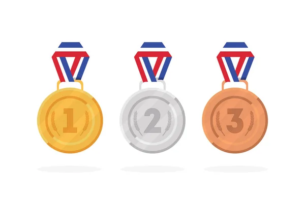 Ensemble de médailles gagnantes or, bronze et argent. Vecteur — Image vectorielle