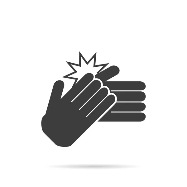 Icono aplaudiendo manos sobre un fondo blanco, vector — Vector de stock