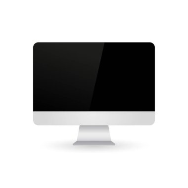 Bilgisayar ekranı, beyaz zemin üzerine gölge ile