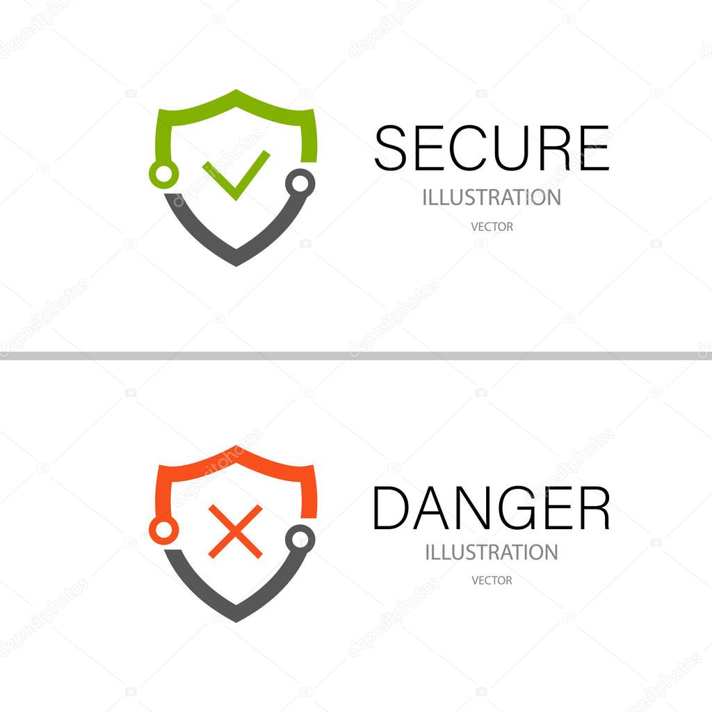 Secure lock and danger isolated on a white background