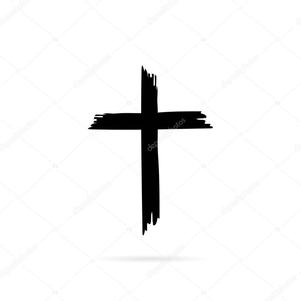 Icon cross with shadow ona white background