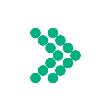 Modern yeşil noktalı ok, her amaç için harika bir tasarım. Sanat vektörü çizimi. Basit izole resim grafiği.