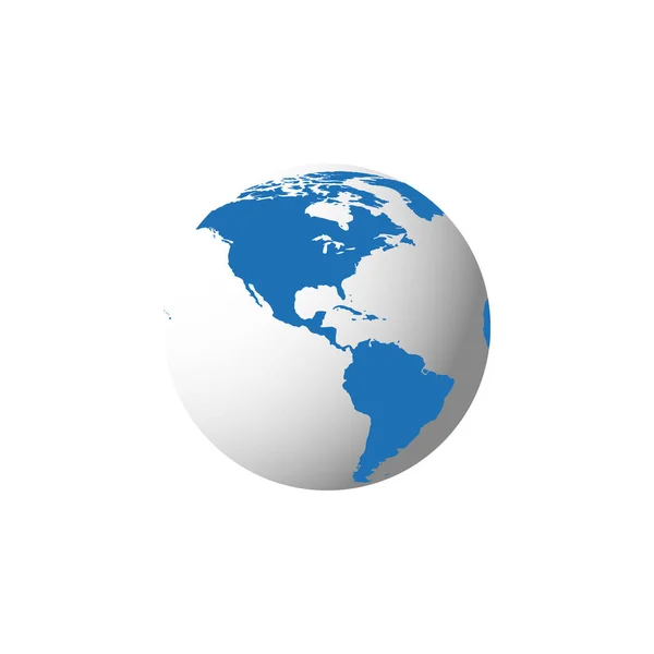 Blå jordklot modern 3D-illustration med på vit bakgrund. Glob — Stock vektor