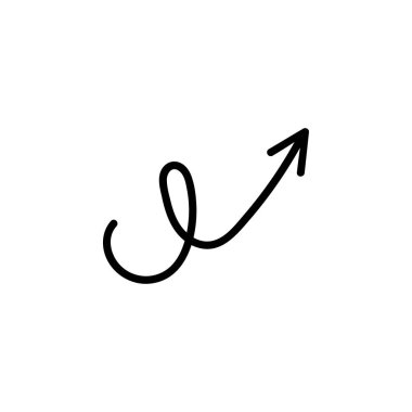 Ok siyah karalama vektör ana hatları izole illüzyon.