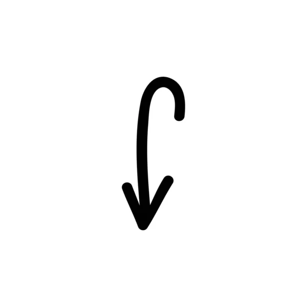 Freccia nero colorato doodle schema vettoriale isolato illusatrtion . — Vettoriale Stock