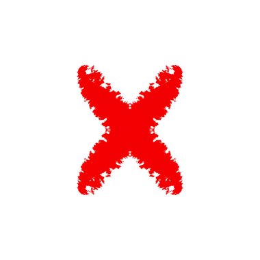 Beyaz arkaplanda reddedilmiş kırmızı işaret illüstrasyonu. Yaratıcı vec