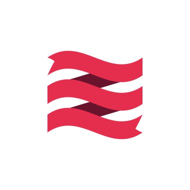 Kırmızı kurdele düz festival tasarım çizimi. Kutlama vektörü 