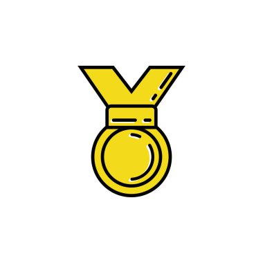 Kazananlara ödül ikonu altın madalya. Spor kupası. Doğrusal biçim.