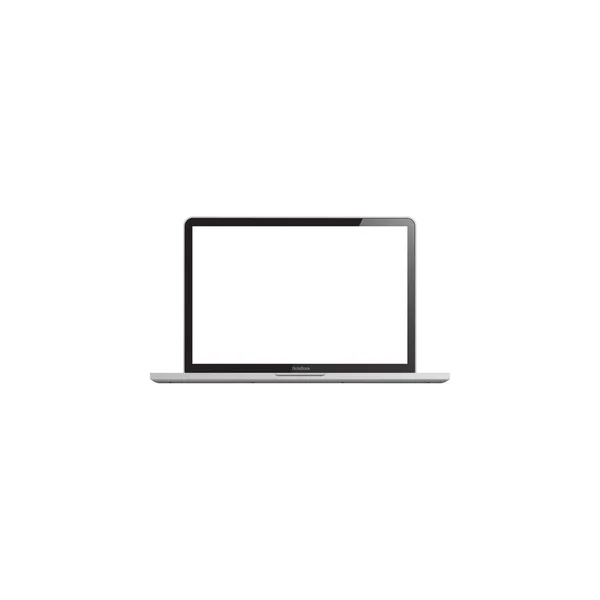 Pantalla en blanco del ordenador portátil, computadora portátil moderna en el fondo blanco — Archivo Imágenes Vectoriales