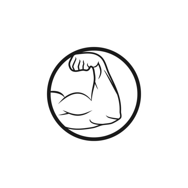 Иконка мышцы руки плоская иллюстрация. Мускулистый бицепс
