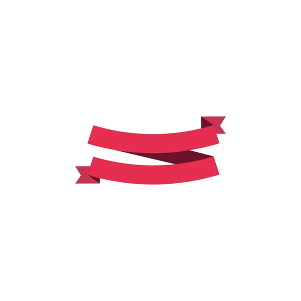 Rött band platt festlig design illustration. Firande vektor — Stock vektor