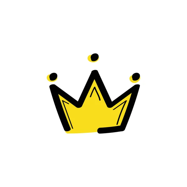 Çizim stili Crown doodle. Kral Taç ikonu. Vektör izolü — Stok Vektör