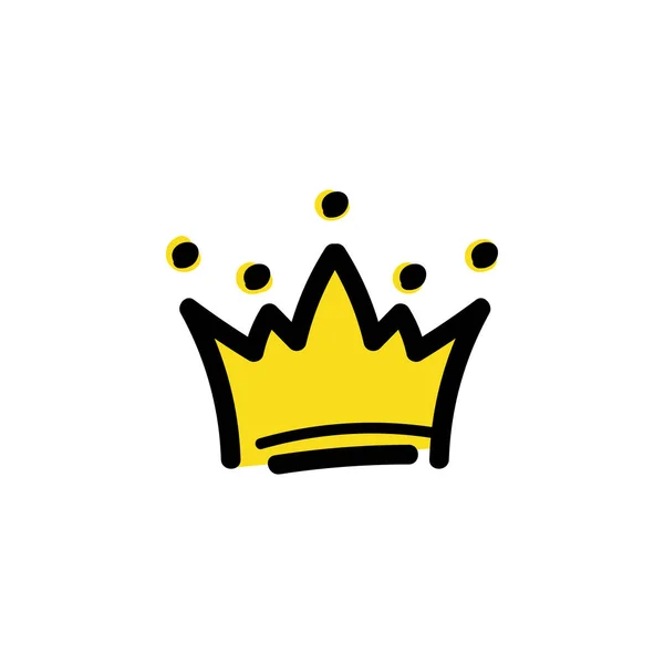 Doodle korony w stylu rysowania szkiców. Królewska ikona korony. Izola wektorowa — Wektor stockowy