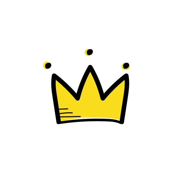 Crown doodle in sketch draw style. King crown icon. Vector isola — Stock Vector
