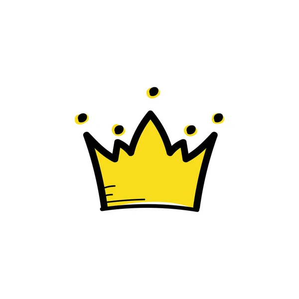 Crown doodle in sketch draw style. King crown icon. Vector isola — Stock Vector