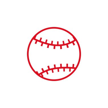 Beyzbol topu beyaz ve kırmızı düz modern tarzda. Vektör izole et