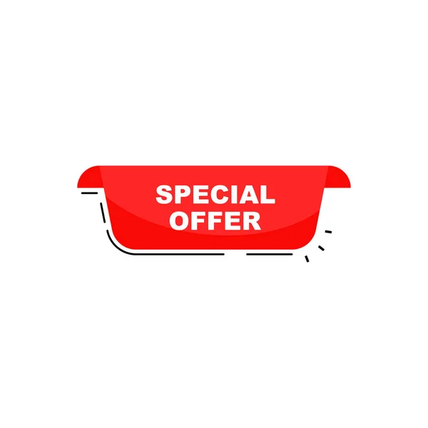 Special offer collection tags. Banner red colored. Flat linear p