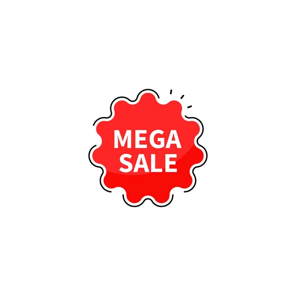Étiquettes de collection Mega sale. Bannière de couleur rouge. Promo linéaire plate — Image vectorielle