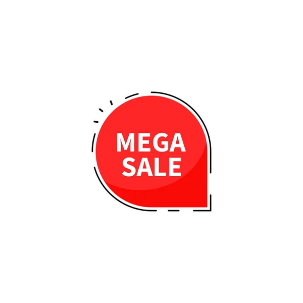 Mega sale collection tags. Banner red colored. Flat linear promo — Stock Vector