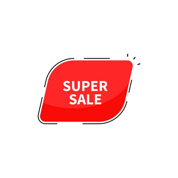 Super sale collection tags. Banner red colored. Flat linear prom — Stock Vector