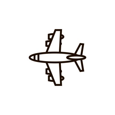 Uçak jet vektörü ana hatları izole edilmiş ikon, uçak sembolü uçan ulaşım.