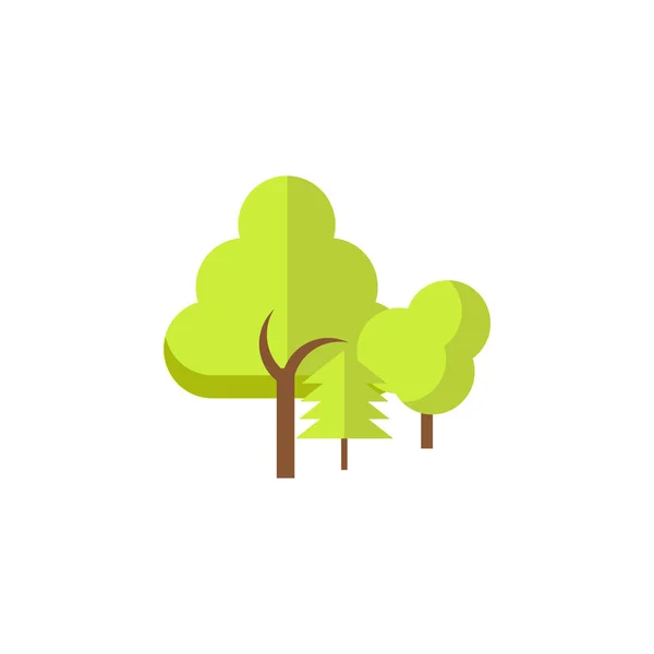 Δέντρα επίπεδη σειρά, πράσινο διάνυσμα φύση απομονωμένη εικόνα. — Διανυσματικό Αρχείο