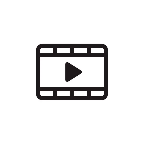 Video player play button isolated outline icon. Media illustration, linear element. — Stock Vector