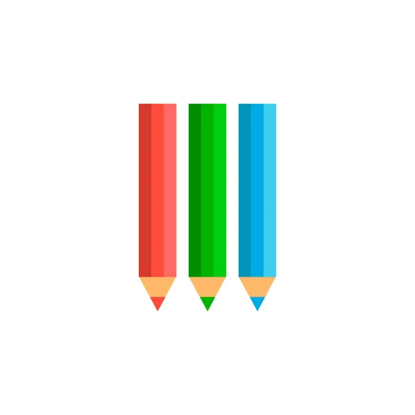 Potlood multicolor set, geïsoleerde vector pictogram kunst tekening apparatuur illustratie. — Stockvector