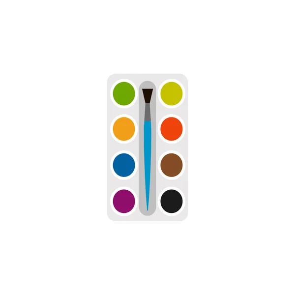 Color paint collection, isolated vector illustration artist drawing supplies equipment in flat style. — Stock Vector