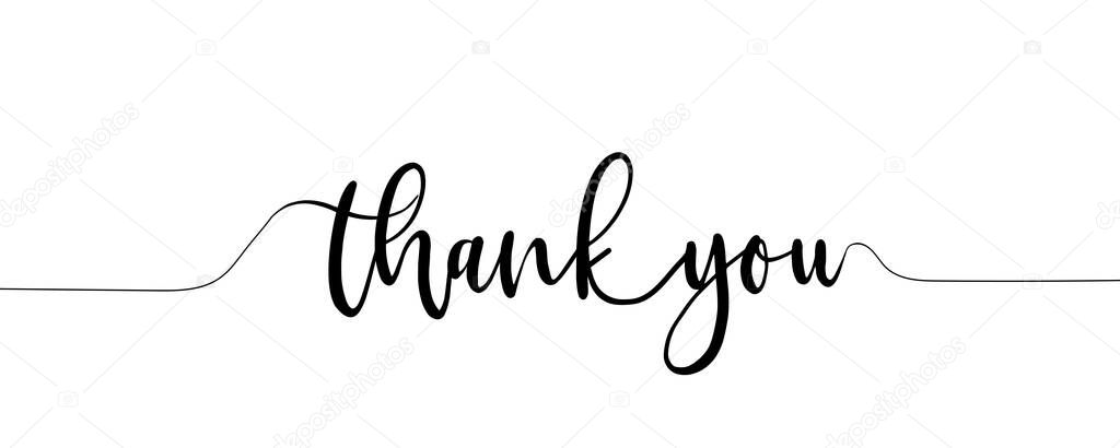 Thank You Hand Lettering. Typography Design Inspiration. Black colored. On a white background. Vector Illustration