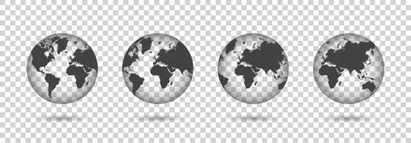 Set Transparent Globes Earth Transparent Style Icon Set Transparent Globes — Stock Vector