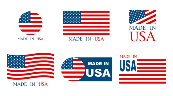 Realizzato Negli Stati Uniti Set Banner Sfondo Bianco Illustrazione Vettoriale — Vettoriale Stock