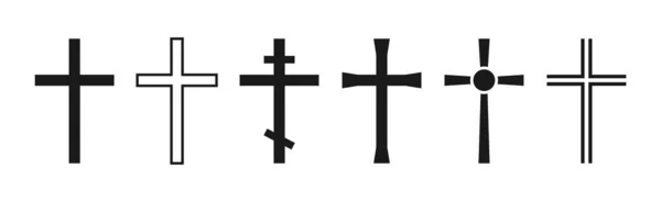 Símbolo Cruzado Cruz Cristiana Icono Colección Ilustración Vectorial — Vector de stock