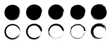 Grunge yuvarlak şekiller, her amaç için harika bir tasarım. Soyut şablon. Grunge afiş koleksiyonu. Vektör illüstrasyonu