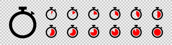 Jeu Icônes Minuterie Compte Rebours Symbole Chronomètre Sur Fond Transparent — Image vectorielle