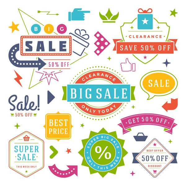 Sale Tags and Labels Design Vector Vintage Set — Stock Vector
