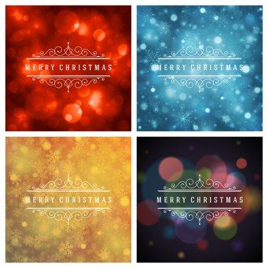 Tebrik kartları tasarım kümesi Noel tipografi.