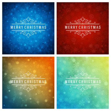 Tebrik kartları tasarım kümesi Noel tipografi.