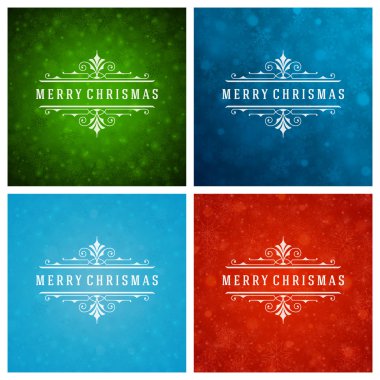 Tebrik kartları tasarım kümesi Noel tipografi.